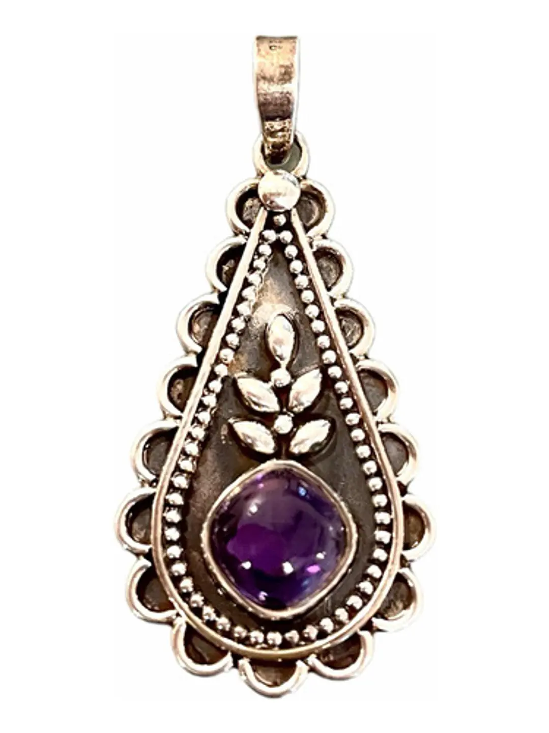 Colgante De Amatista De África En Plata Nature - Joyas Velardi