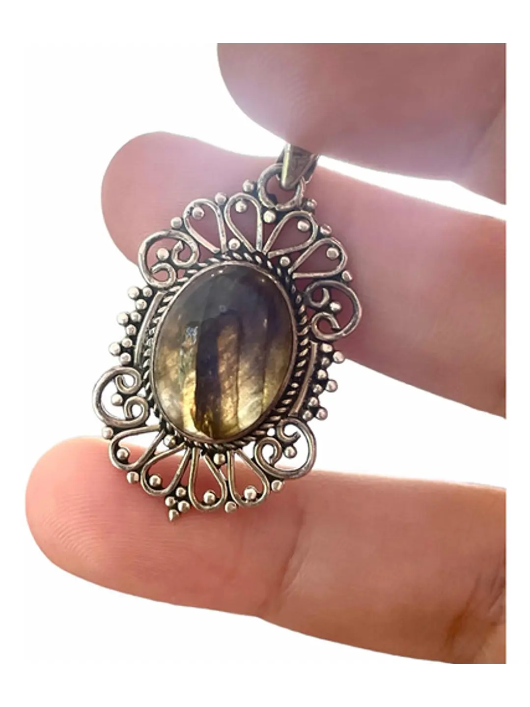 Colgante De Labradorita Azul De Madagascar En Plata - Joyas Velardi