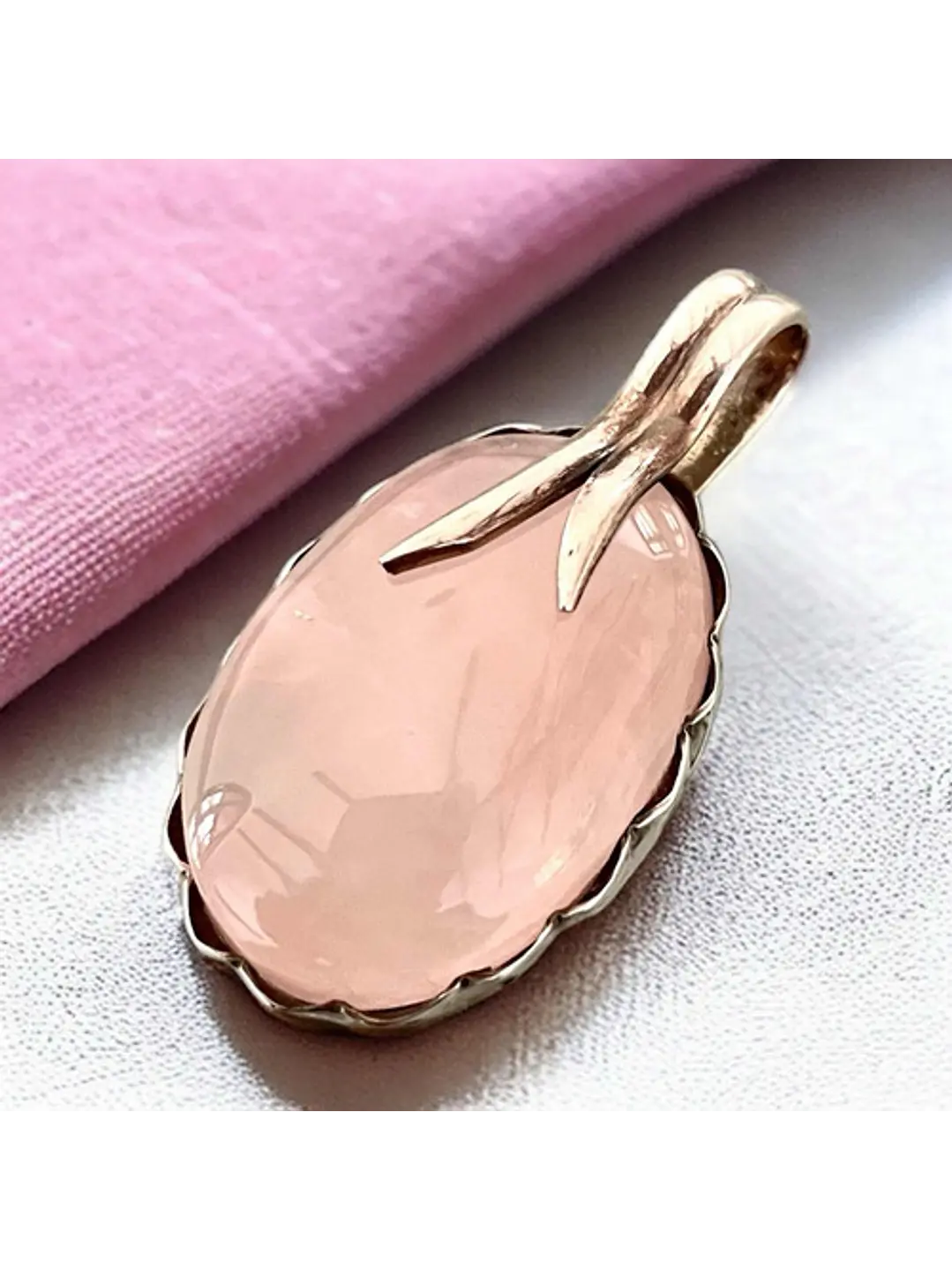 Colgante Cuarzo Rosa De Madagascar En Plata - Joyas Velardi
