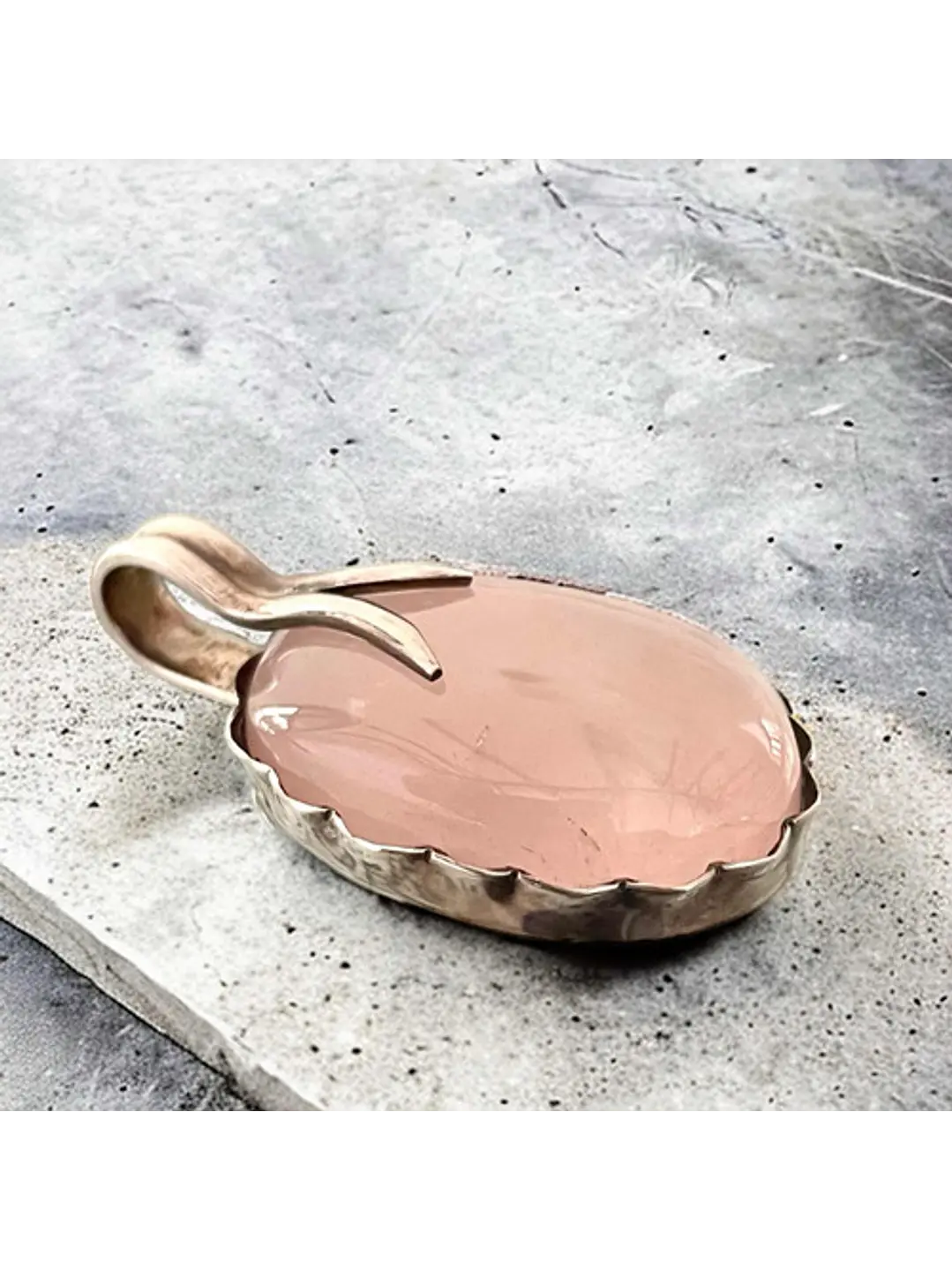 Colgante Cuarzo Rosa De Madagascar En Plata - Joyas Velardi