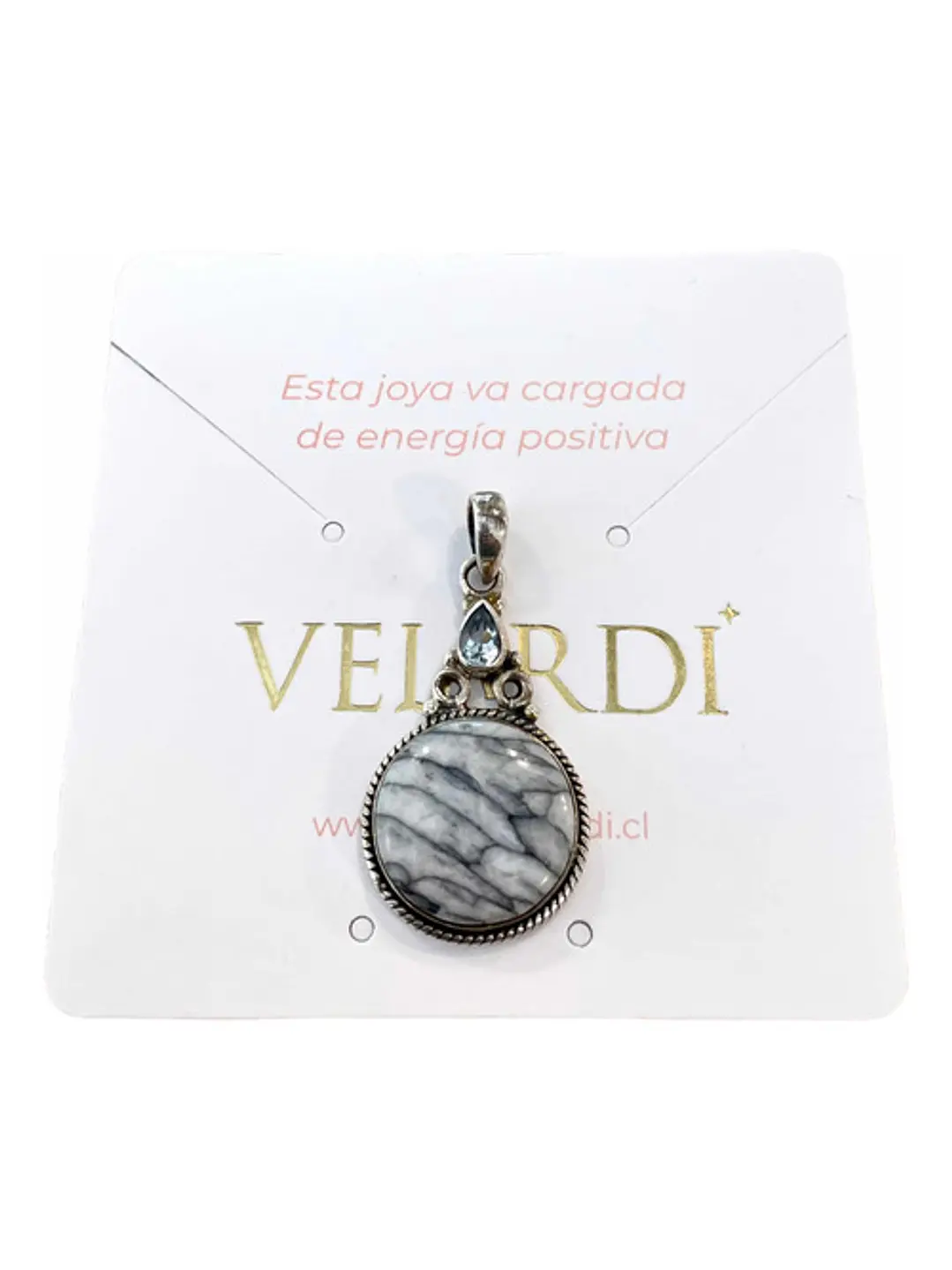 Colgante De Pinolita Y Topacio Azul Cielo Plata 925 - Joyas Velardi