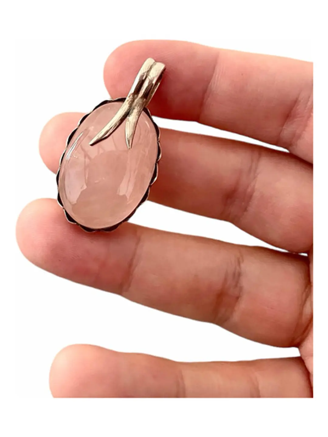 Colgante Cuarzo Rosa De Madagascar En Plata - Joyas Velardi