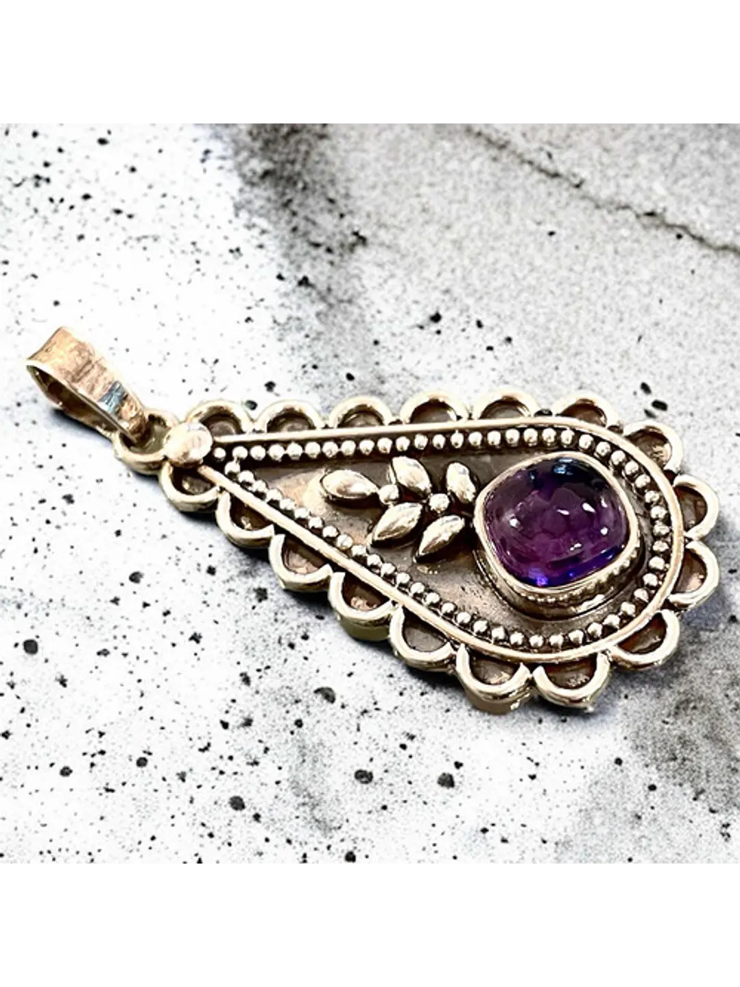 Colgante De Amatista De África En Plata Nature - Joyas Velardi