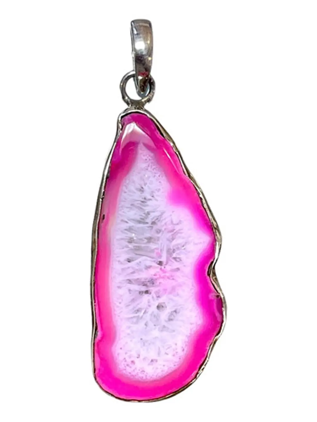 Colgante De Drusa Rosa De Botswana En Plata - Velardi - Joyas Velardi