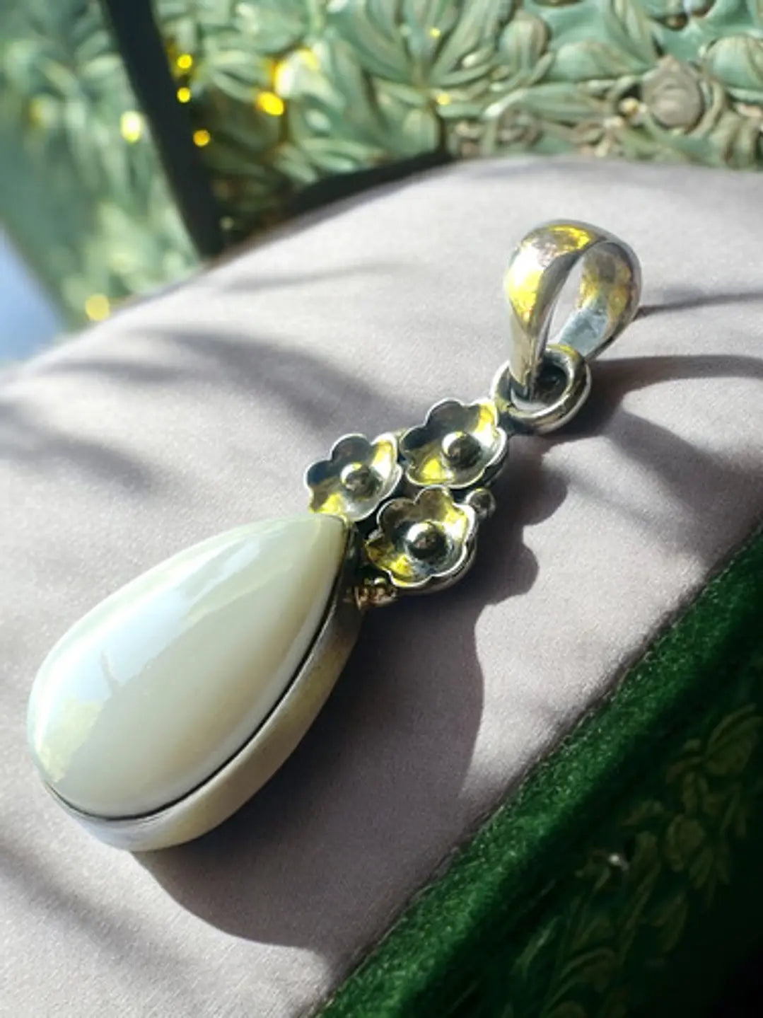 Colgante De Ópalo Blanco En Plata 925 - Joyas Velardi