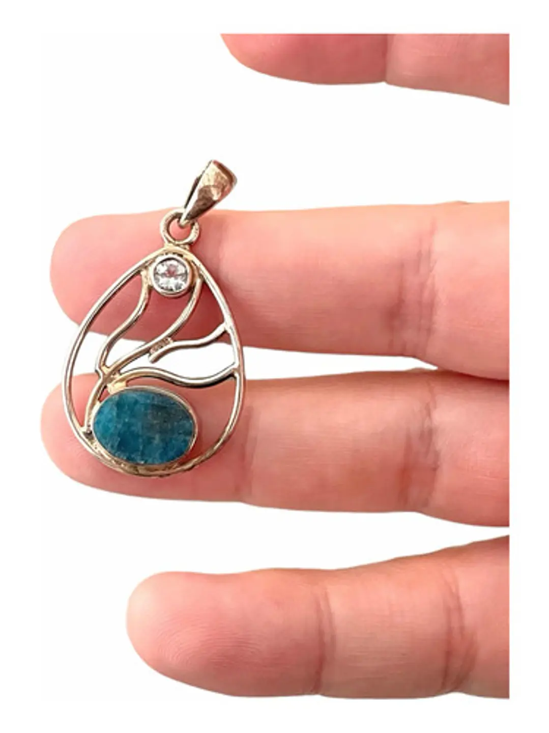 Colgante Apatita Azul Neón Y Topacio En Plata - Joyas Velardi