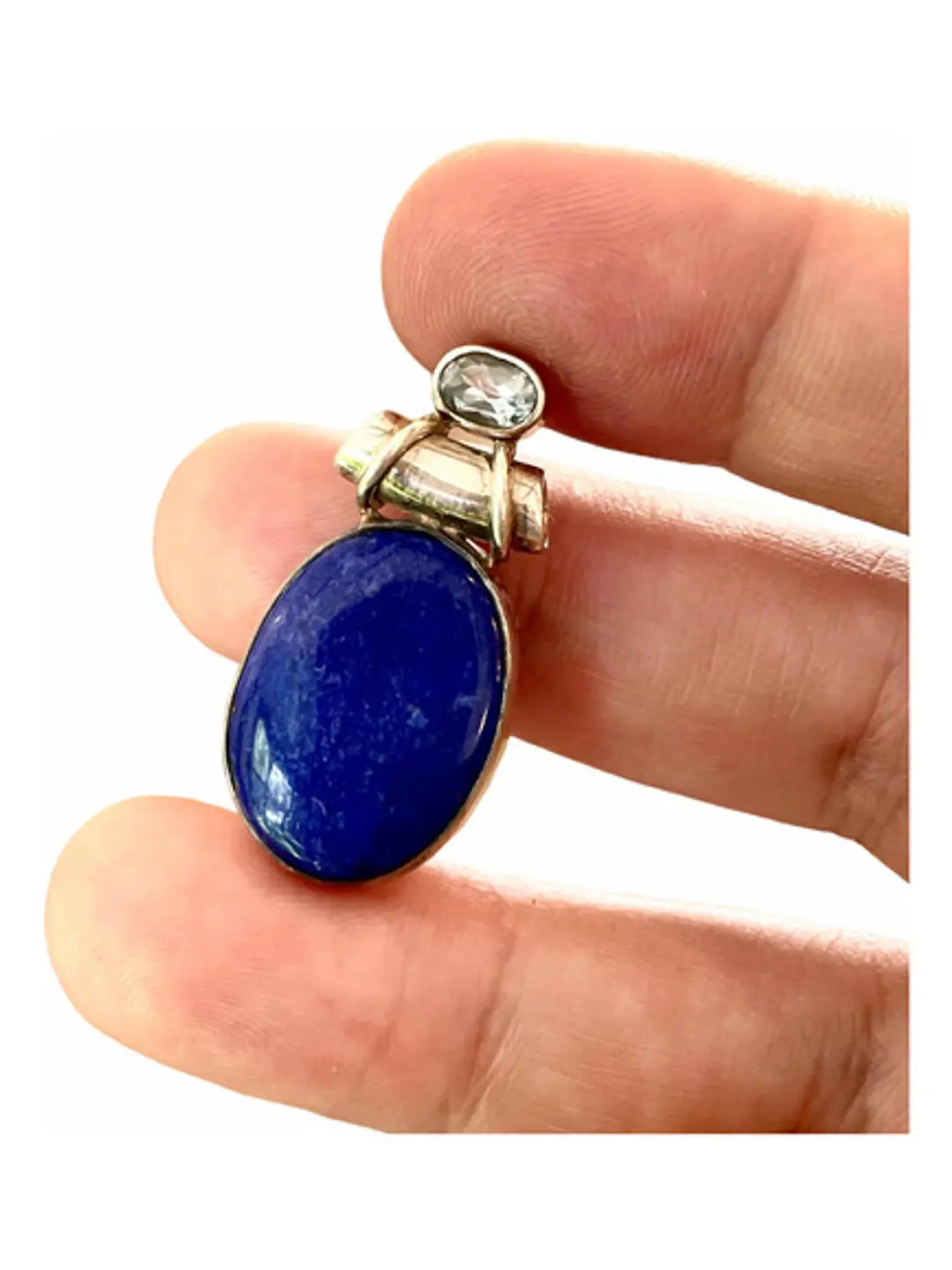 Colgante De Lapislázuli De Afganistán Y Topacio Azul Cielo - Joyas Velardi