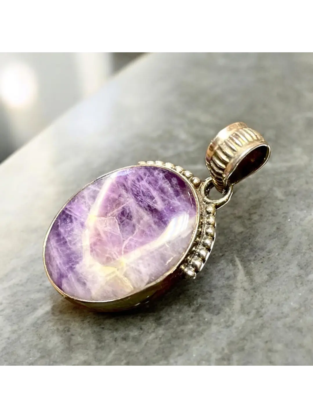 Colgante De Amatista Chevron De África En Plata - Joyas Velardi