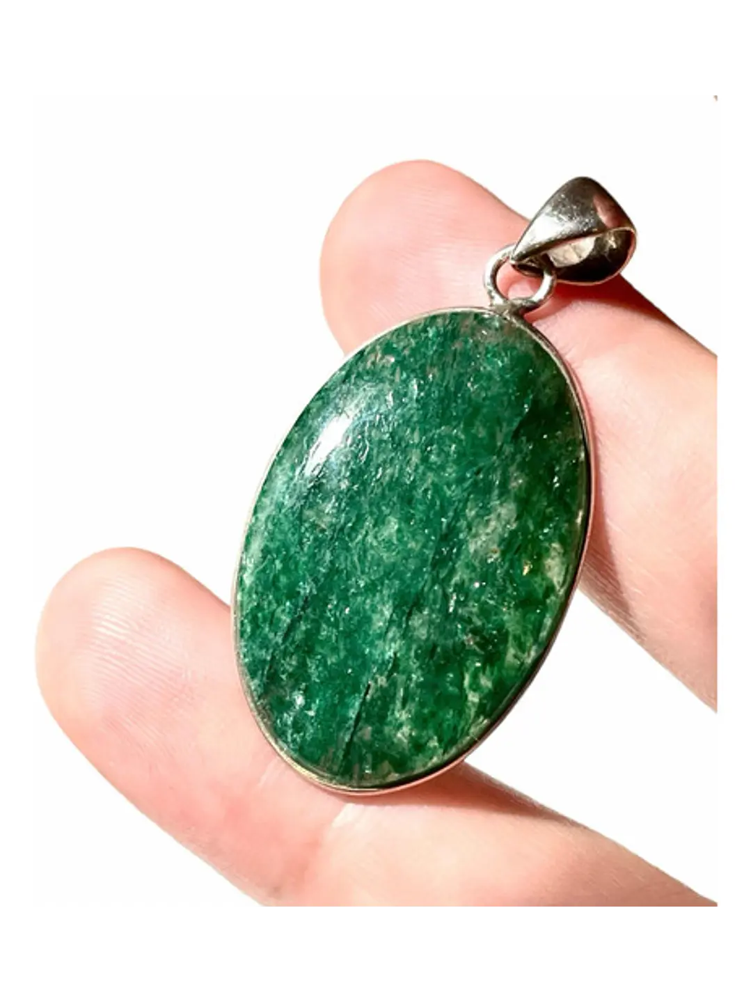 Colgante De Aventurina Verde En Plata Premium - Joyas Velardi