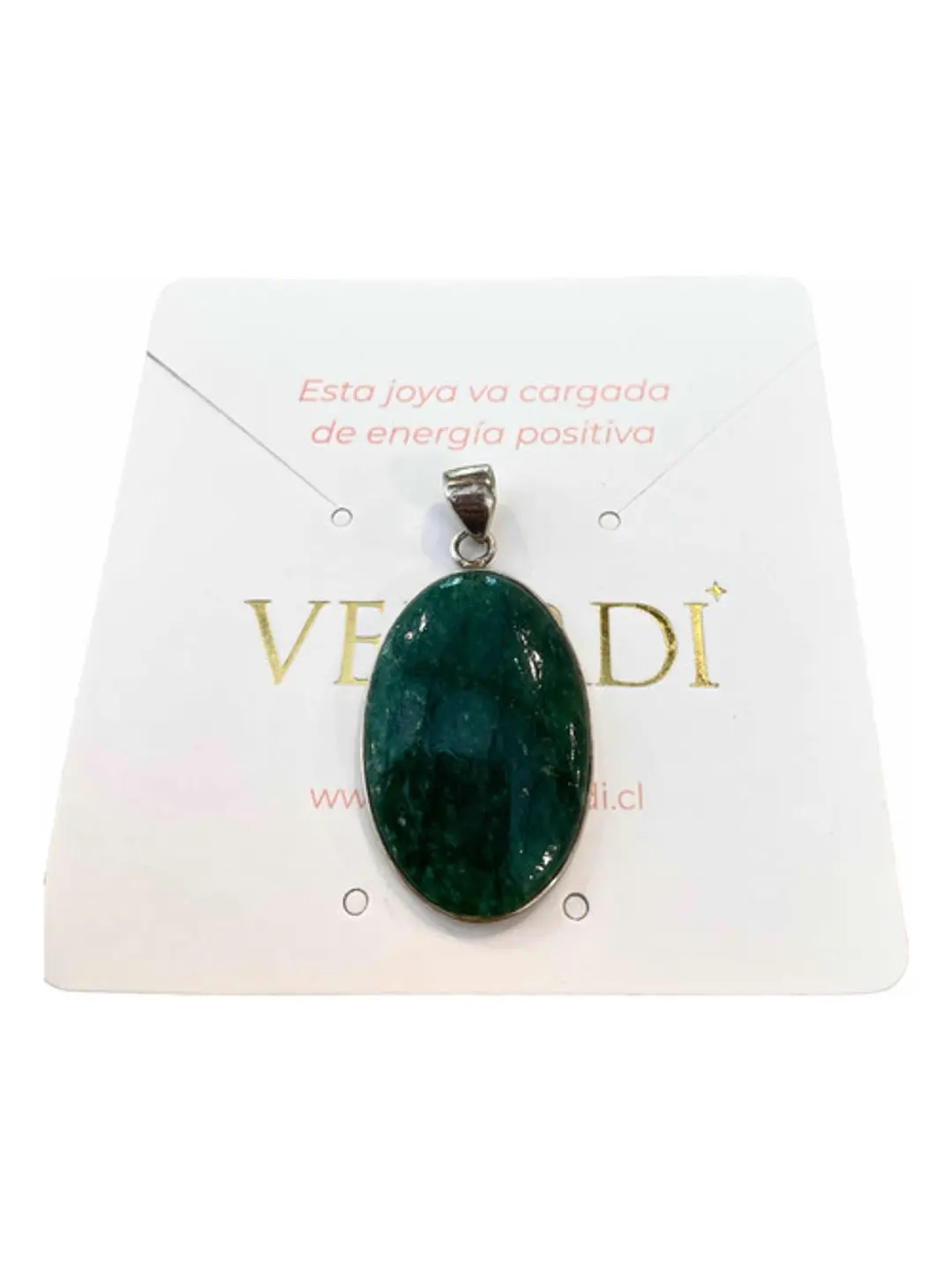 Colgante De Aventurina Verde En Plata Premium - Joyas Velardi