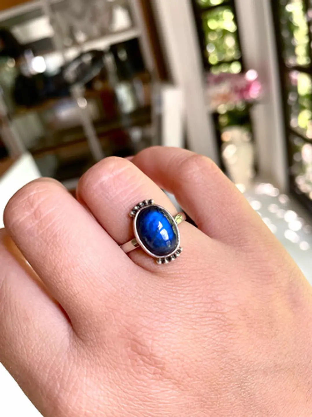 Anillo Labradorita Azul De Madagascar Plata 925 - Joyas Velardi