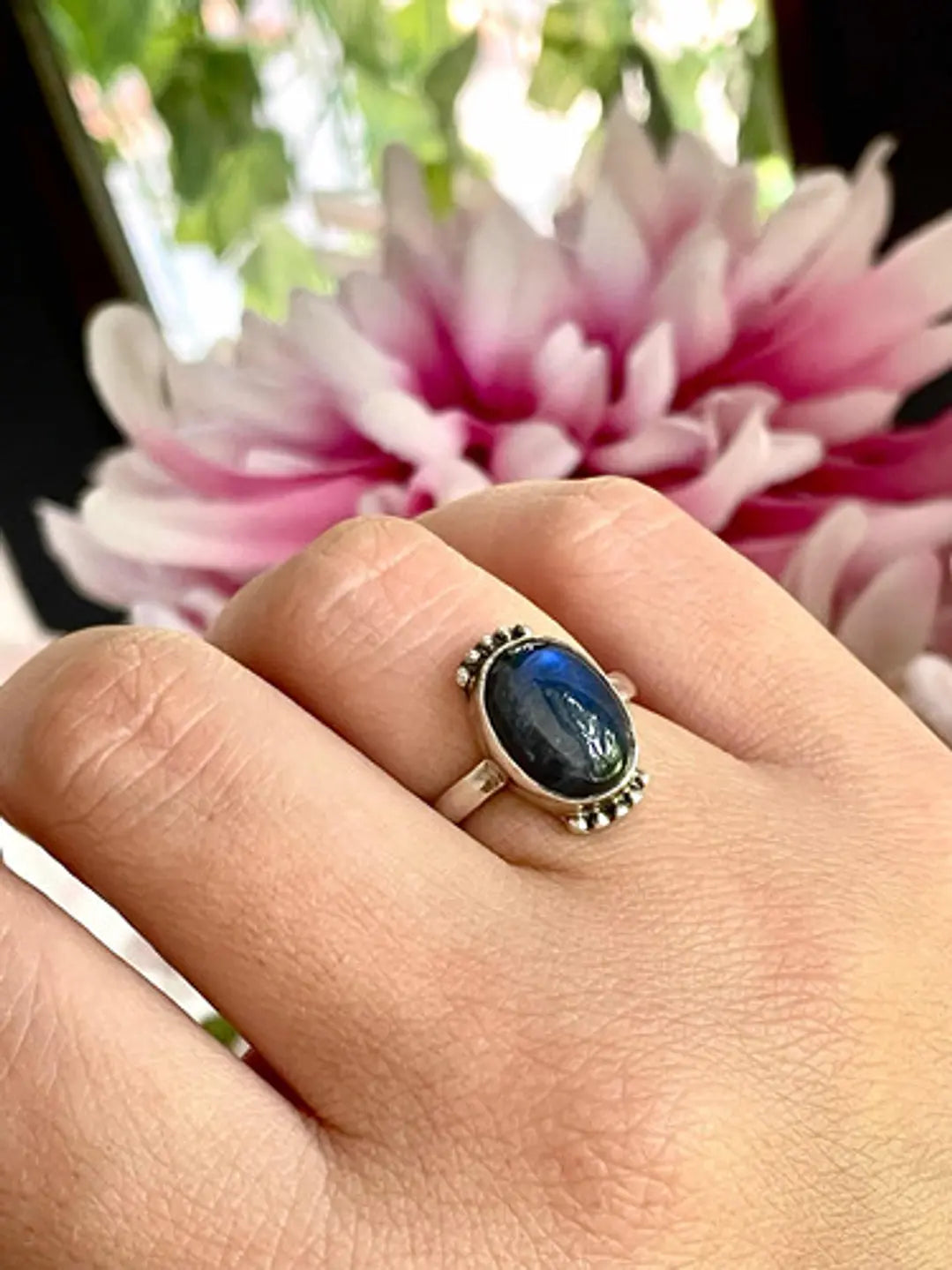 Anillo Labradorita Azul De Madagascar Plata 925 - Joyas Velardi