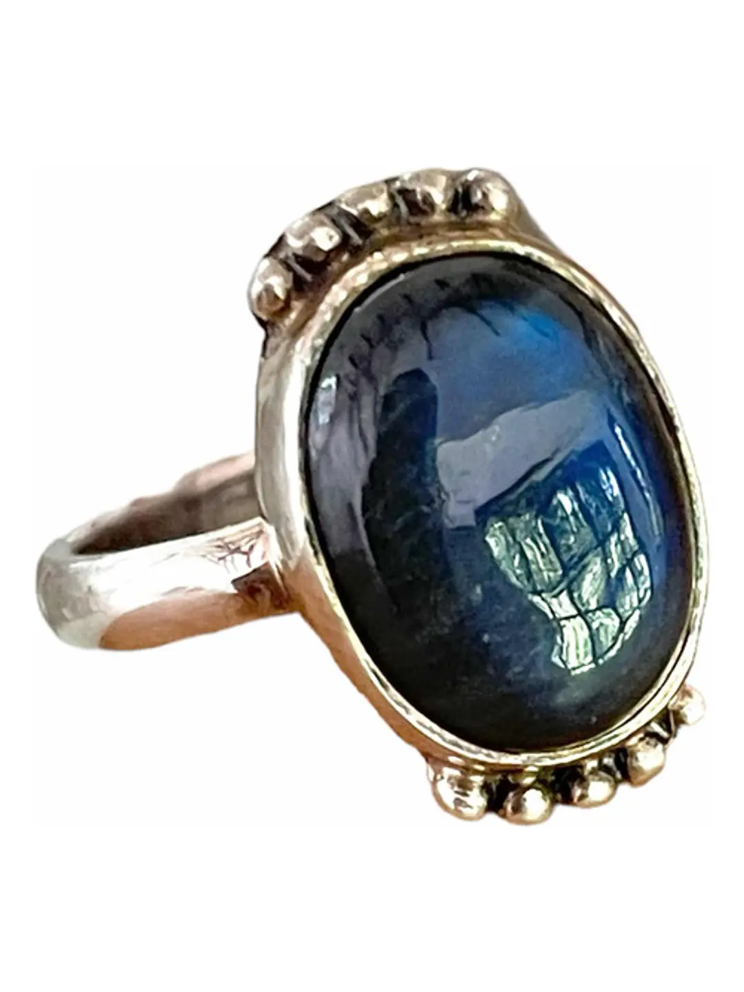 Anillo Labradorita Azul De Madagascar Plata 925 - Joyas Velardi