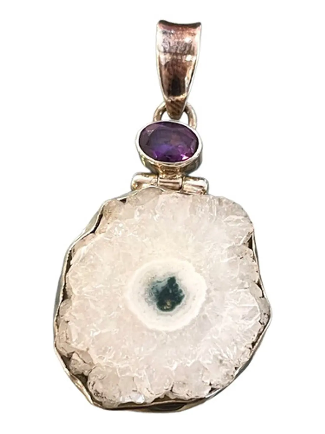 Colgante De Cuarzo Solar y Amatista de Africa Plata - Joyas Velardi