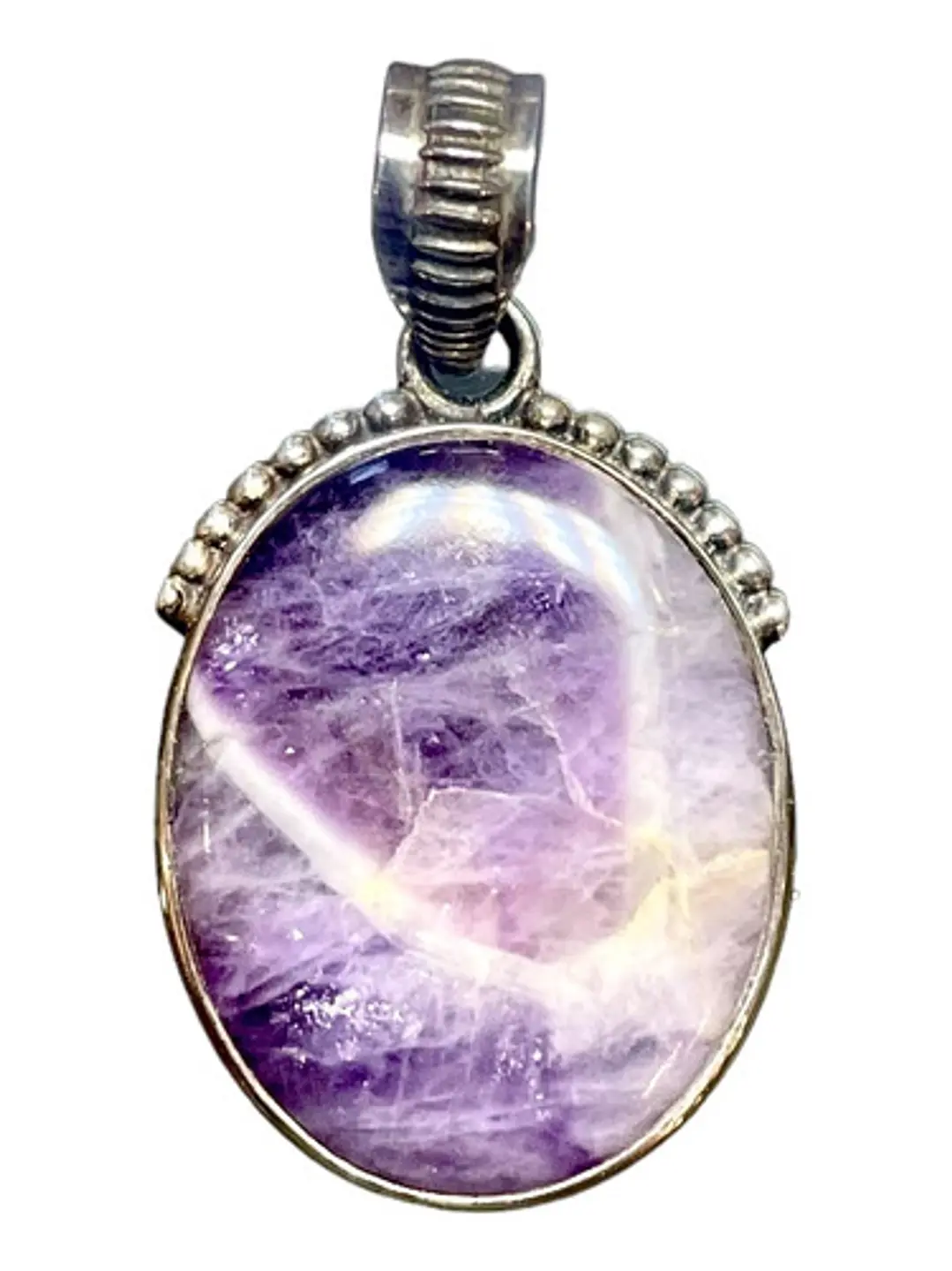 Colgante De Amatista Chevron De África En Plata - Joyas Velardi