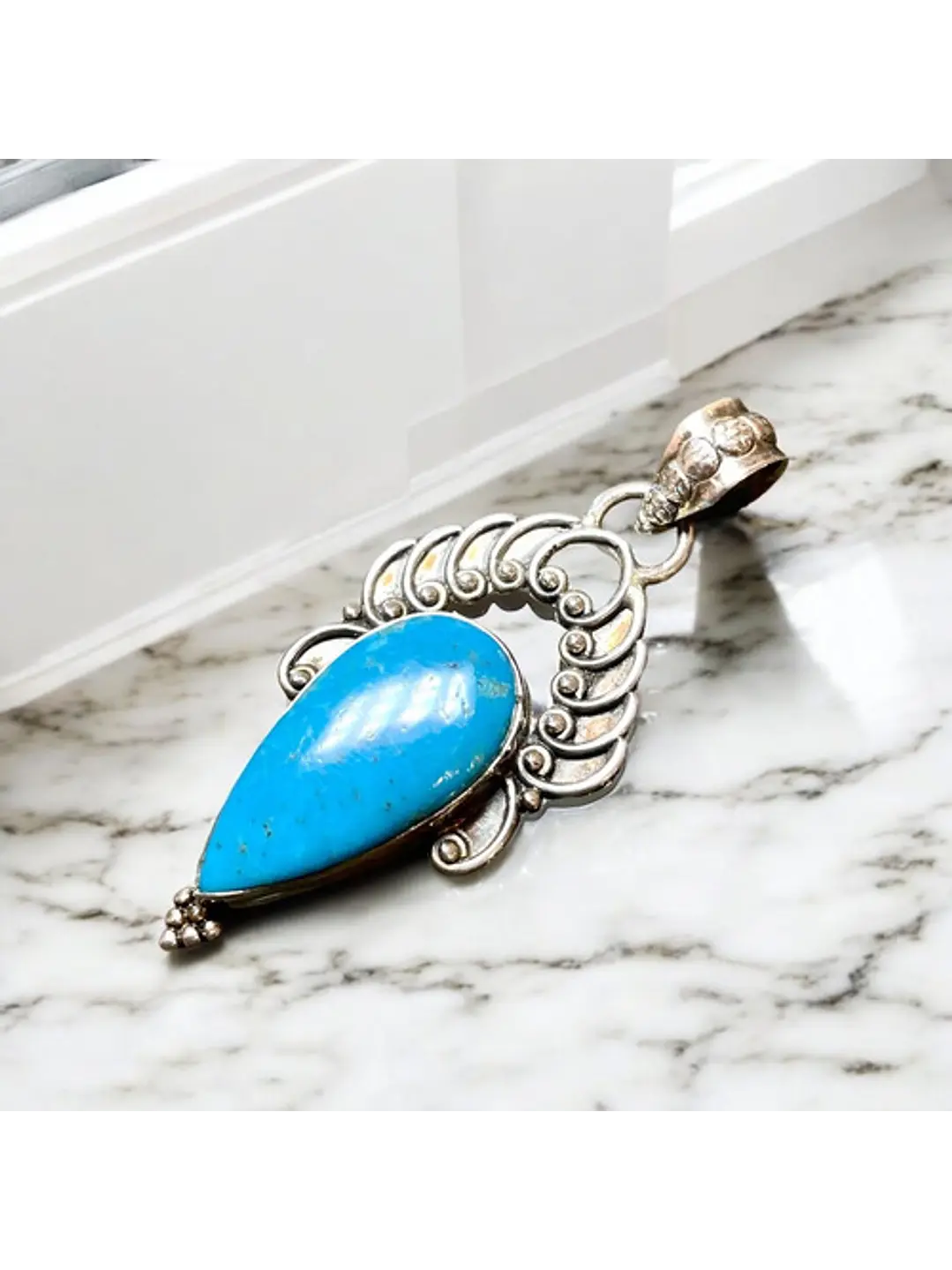 Colgante Turquesa De Arizona En Plata - Joyas Velardi
