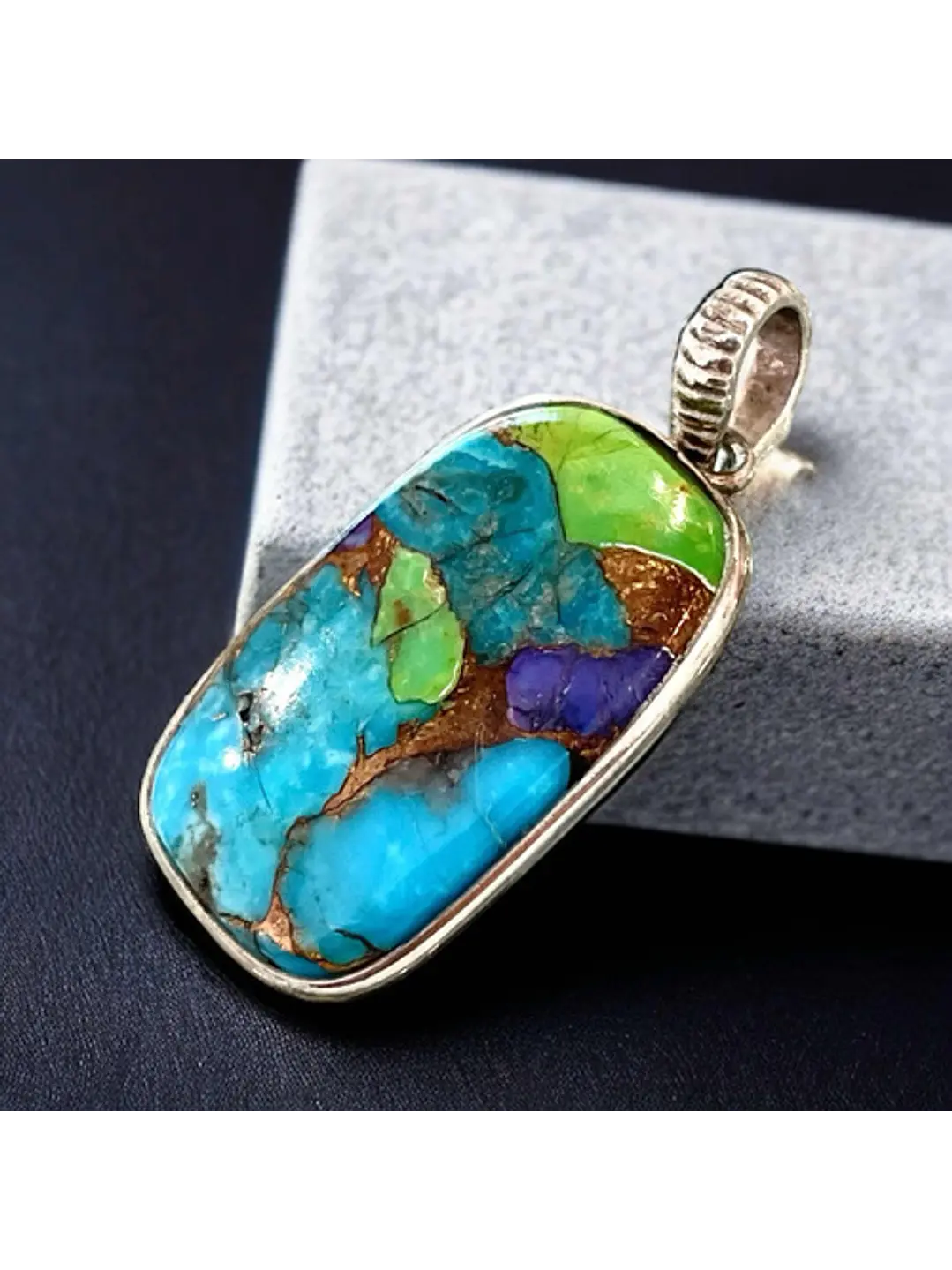 Colgante Turquesa De Arizona Plata 925 - Joyas Velardi