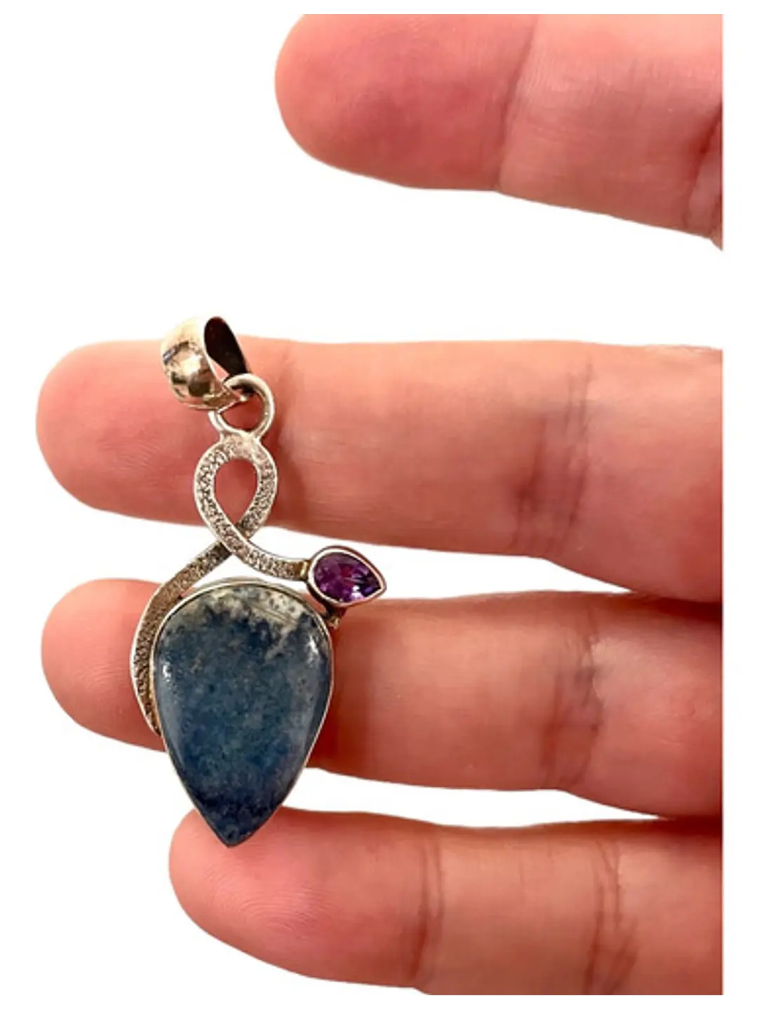 Colgante Scheelita Azul De Turquía Y Amatista De África Plata - Joyas Velardi