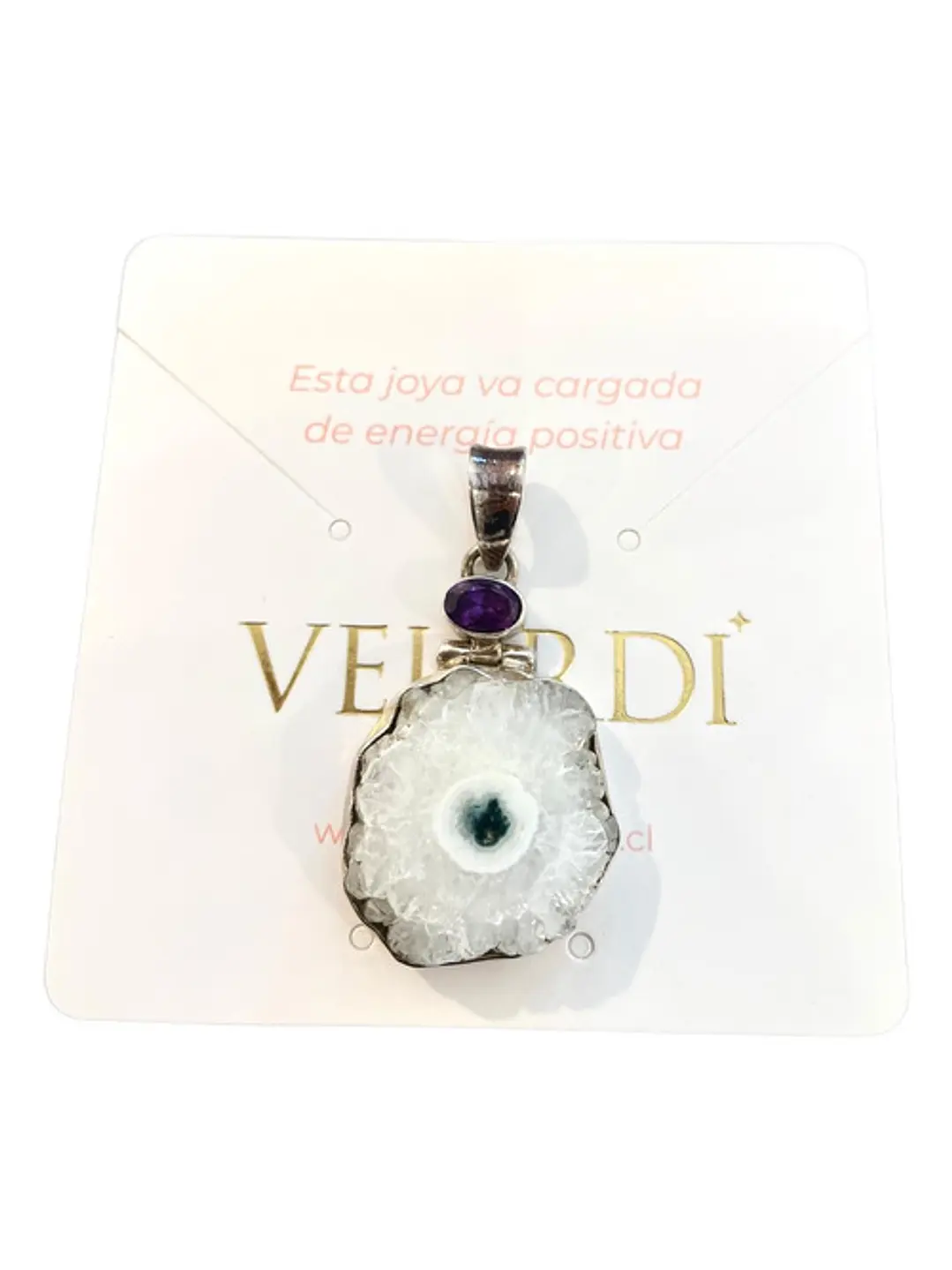 Colgante De Cuarzo Solar y Amatista de Africa Plata - Joyas Velardi