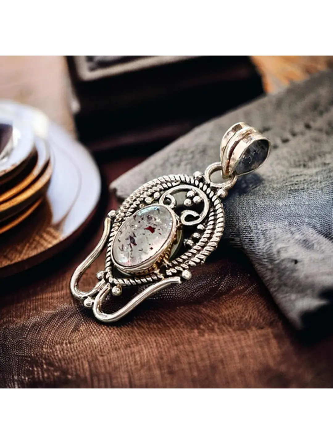 Colgante De Lepidocrocita En Cuarzo En Plata - Joyas Velardi