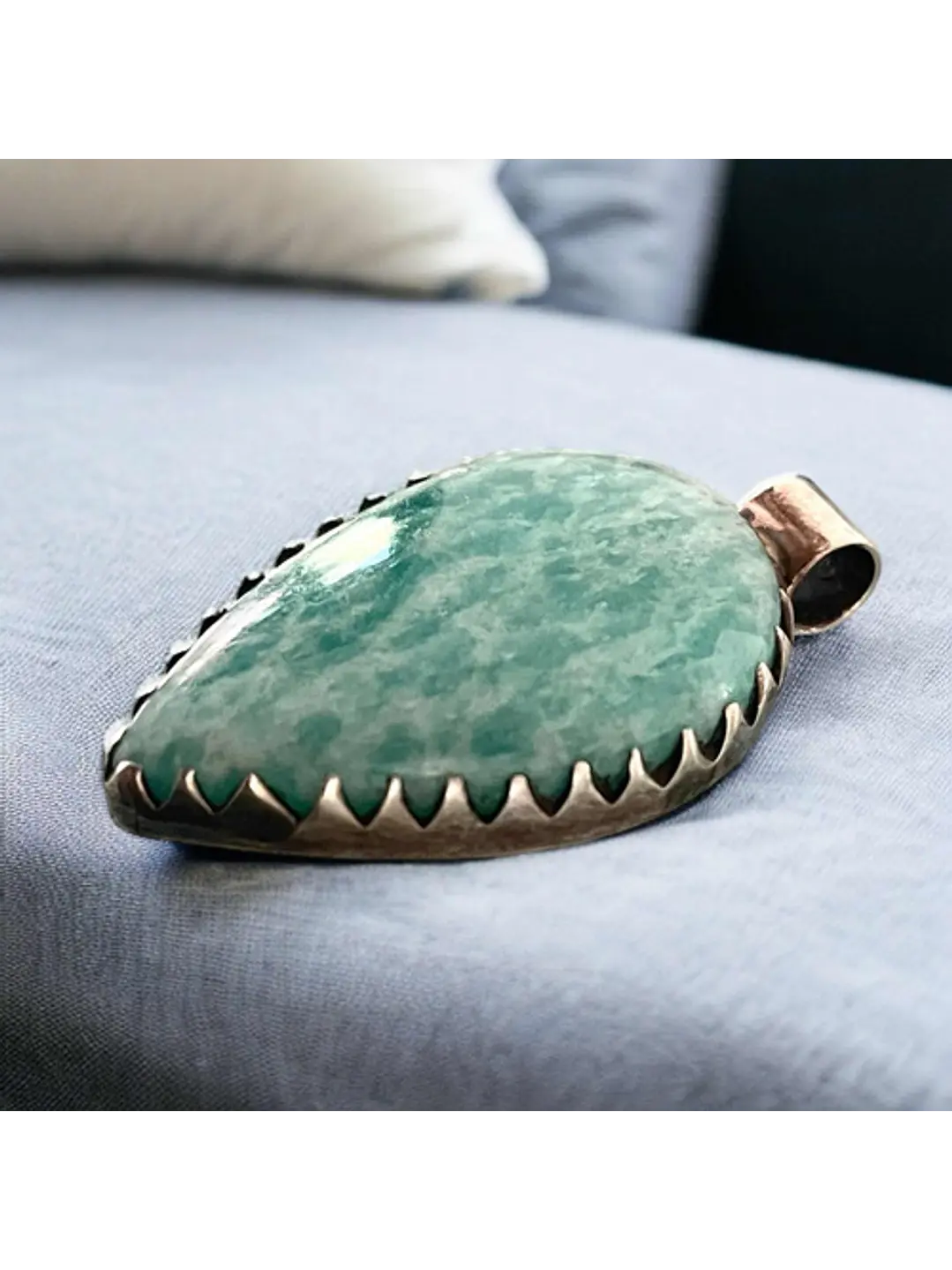 Colgante De Amazonita Paraiba Premium En Plata - Joyas Velardi