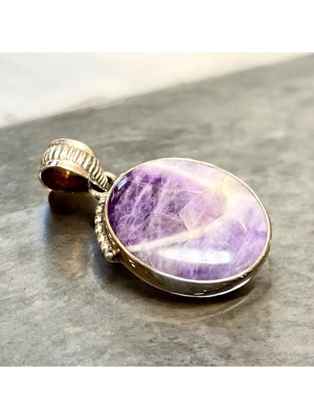 Colgante De Amatista Chevron De África En Plata - Joyas Velardi