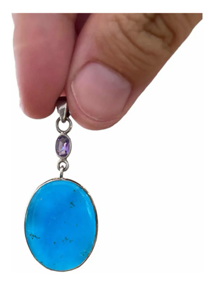 Colgante De Smithsonita Con Amatista De África Plata - Joyas Velardi