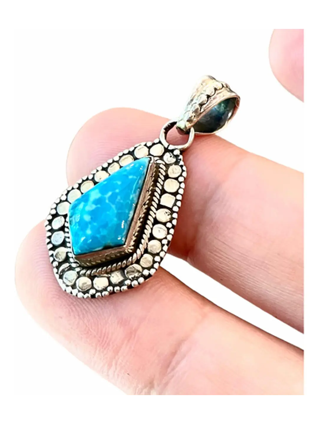 Colgante De Turquesa De Arizona Eeuu En Plata - Joyas Velardi