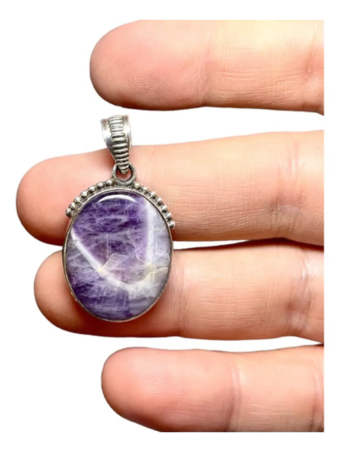 Colgante De Amatista Chevron De África En Plata - Joyas Velardi