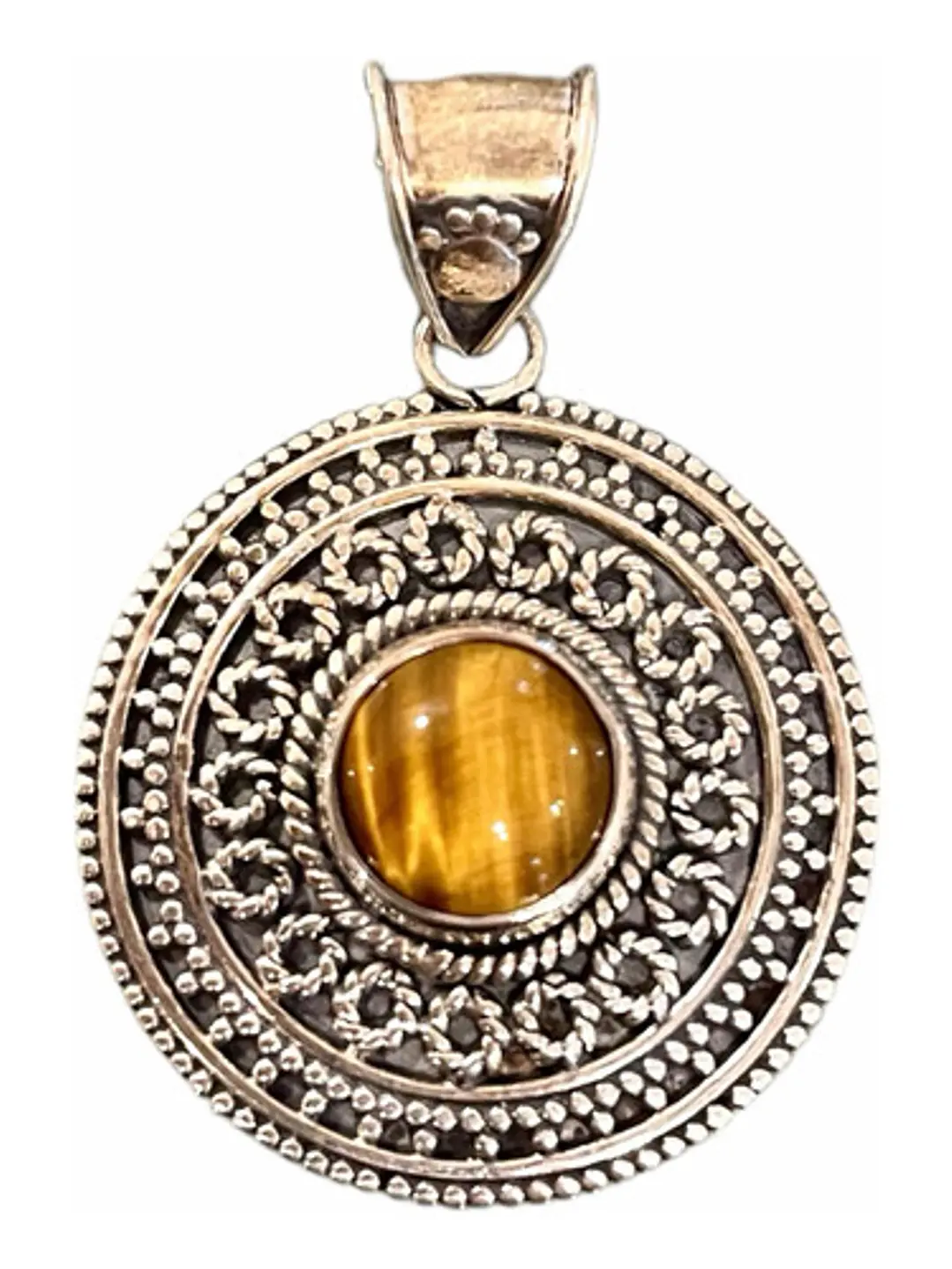 Colgante Medallón Ojo De Tigre De África Plata - Joyas Velardi