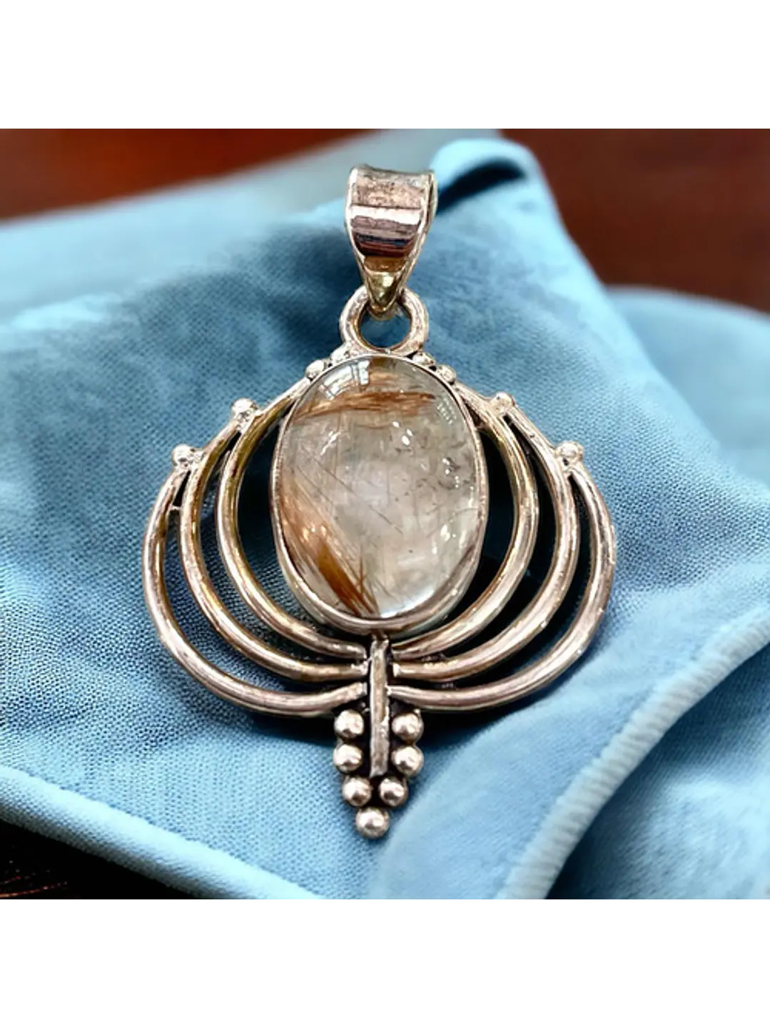 Colgante De Rutilo Dorado En Plata - Joyas Velardi
