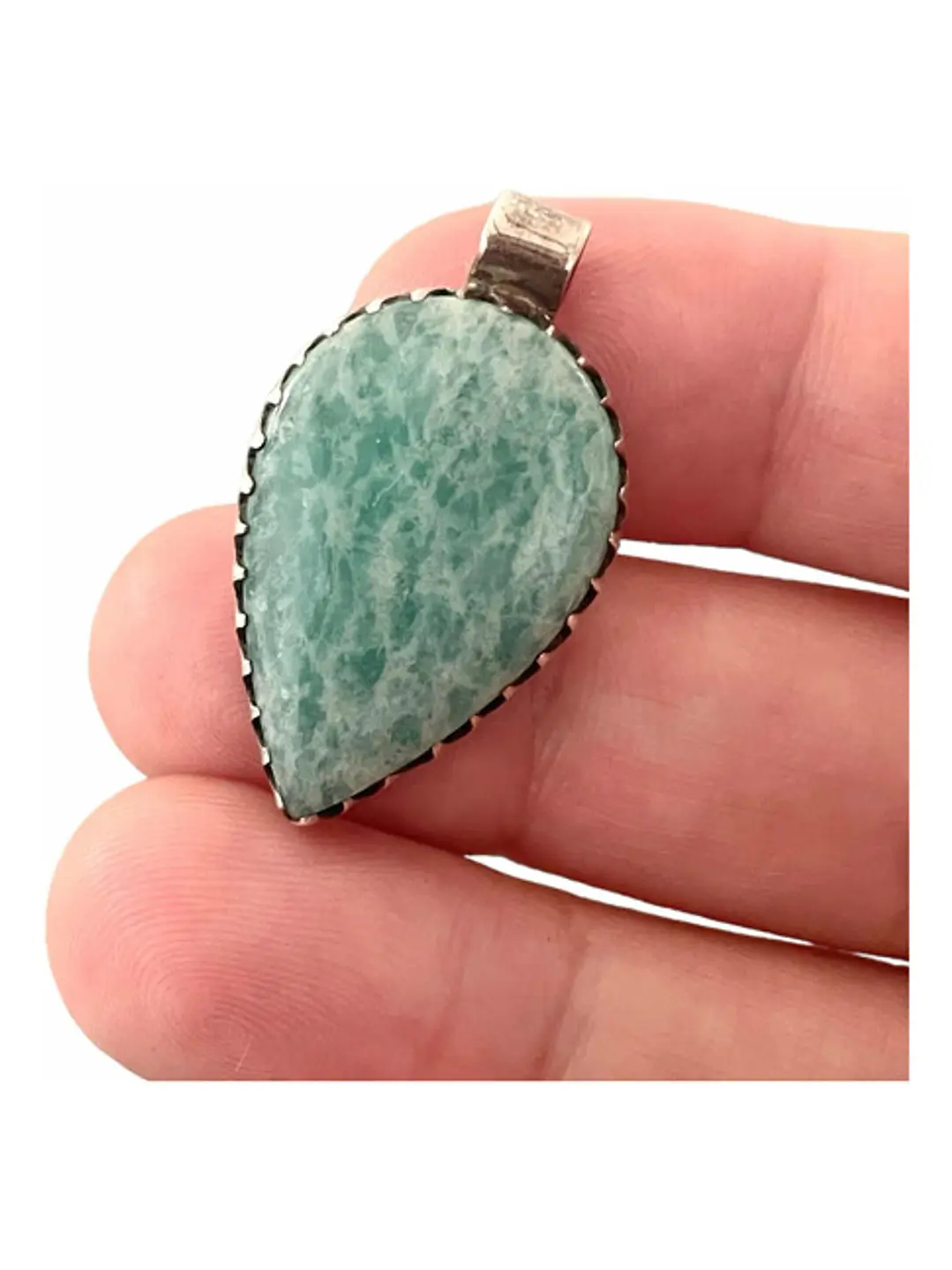 Colgante De Amazonita Paraiba Premium En Plata - Joyas Velardi