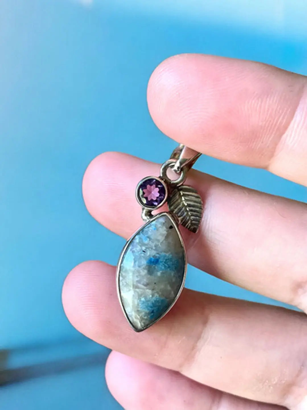 Colgante De Canvasita De La India Y Amatista De África - Joyas Velardi