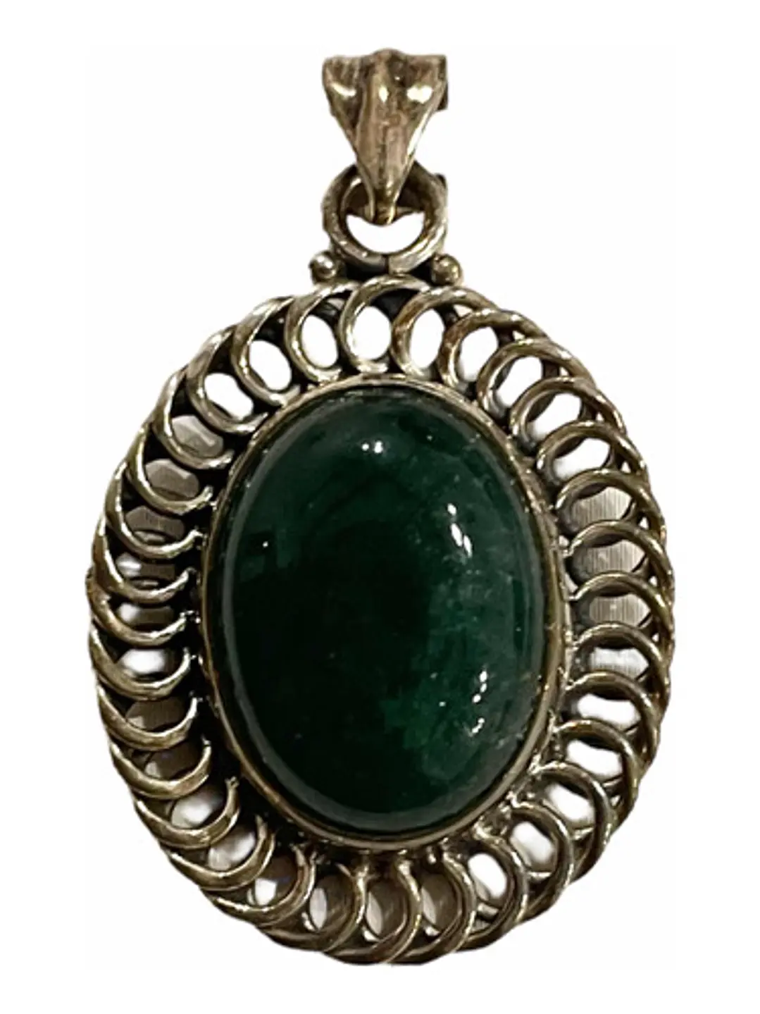 Colgante Aventurina Verde Medallón Plata 925 - Joyas Velardi