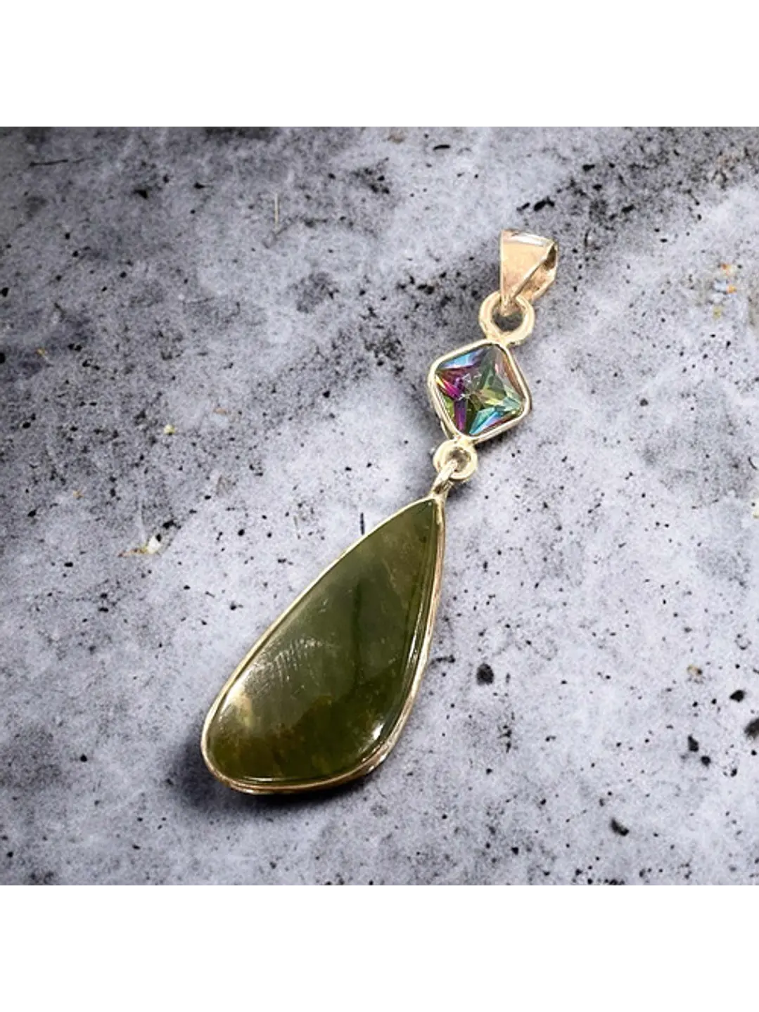 Colgante De Calcedonia Cromo Y Topacio Místico - Joyas Velardi