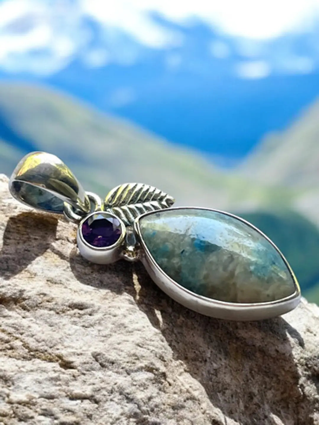 Colgante De Canvasita De La India Y Amatista De África - Joyas Velardi