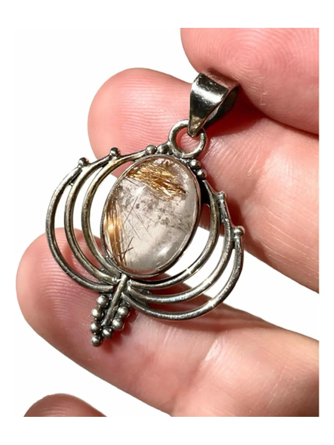 Colgante De Rutilo Dorado En Plata - Joyas Velardi