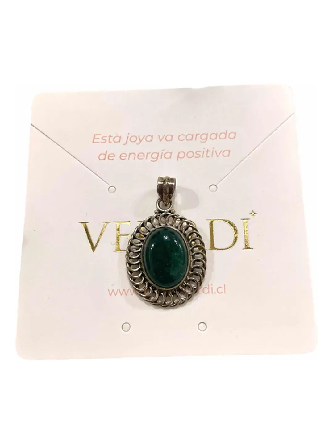 Colgante Aventurina Verde Medallón Plata 925 - Joyas Velardi