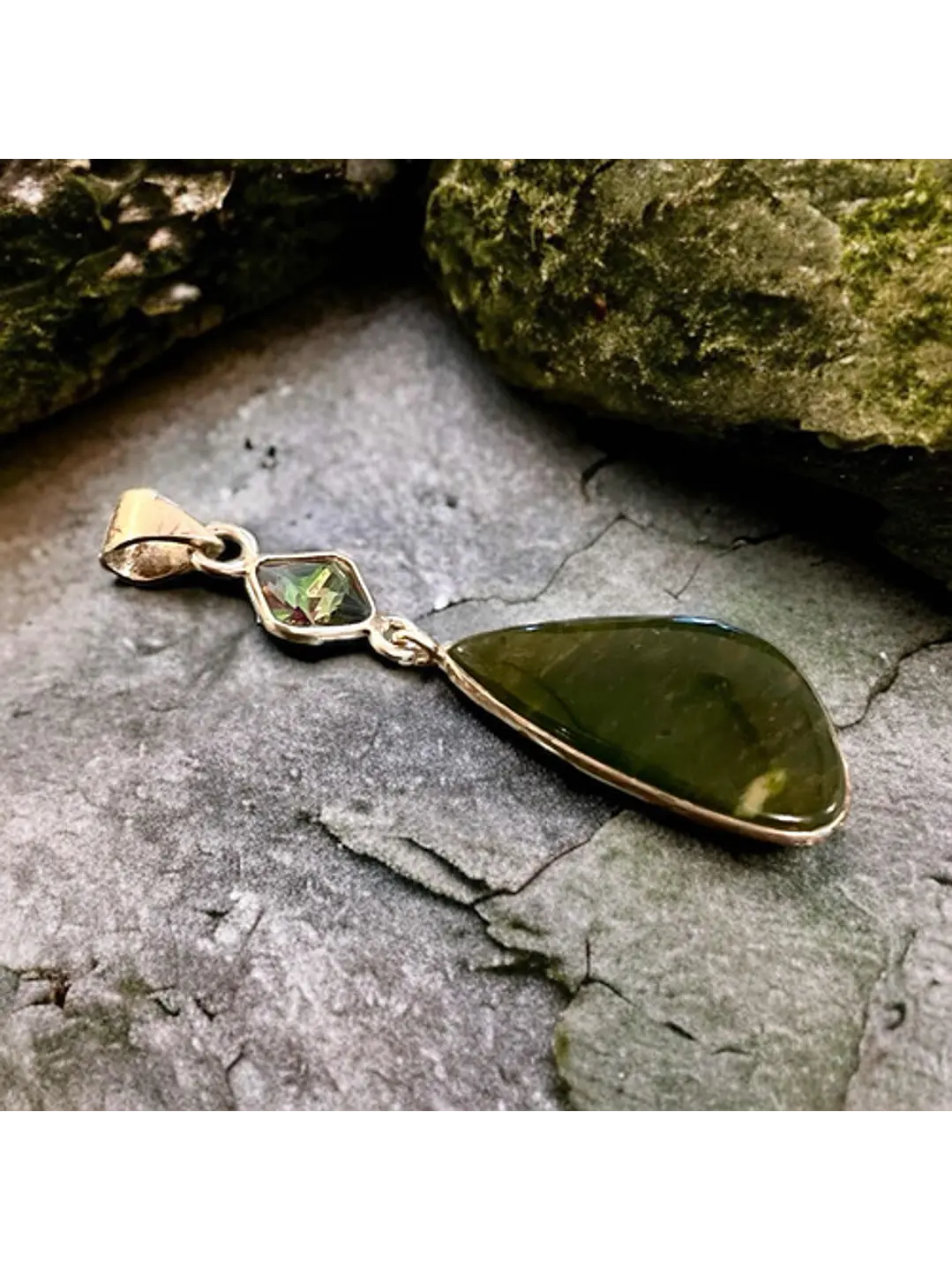 Colgante De Calcedonia Cromo Y Topacio Místico - Joyas Velardi