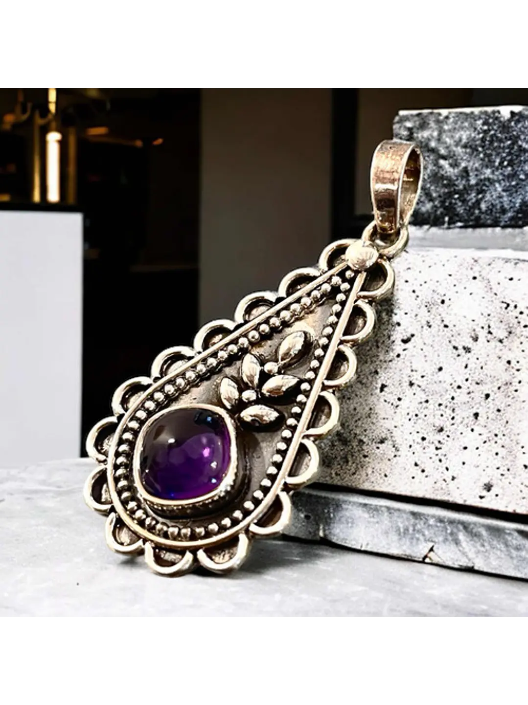 Colgante De Amatista De África En Plata Nature - Joyas Velardi