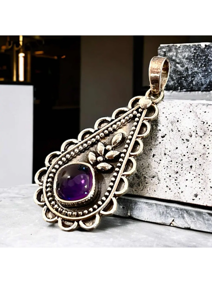 Colgante De Amatista De África En Plata Nature - Joyas Velardi