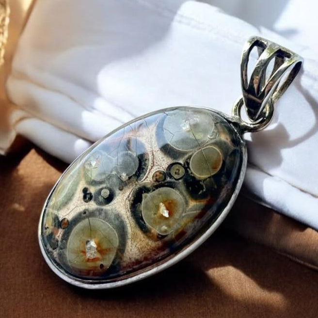 Colgante de Jaspe Piel de Leopardo en Plata 925 - Joyas Velardi