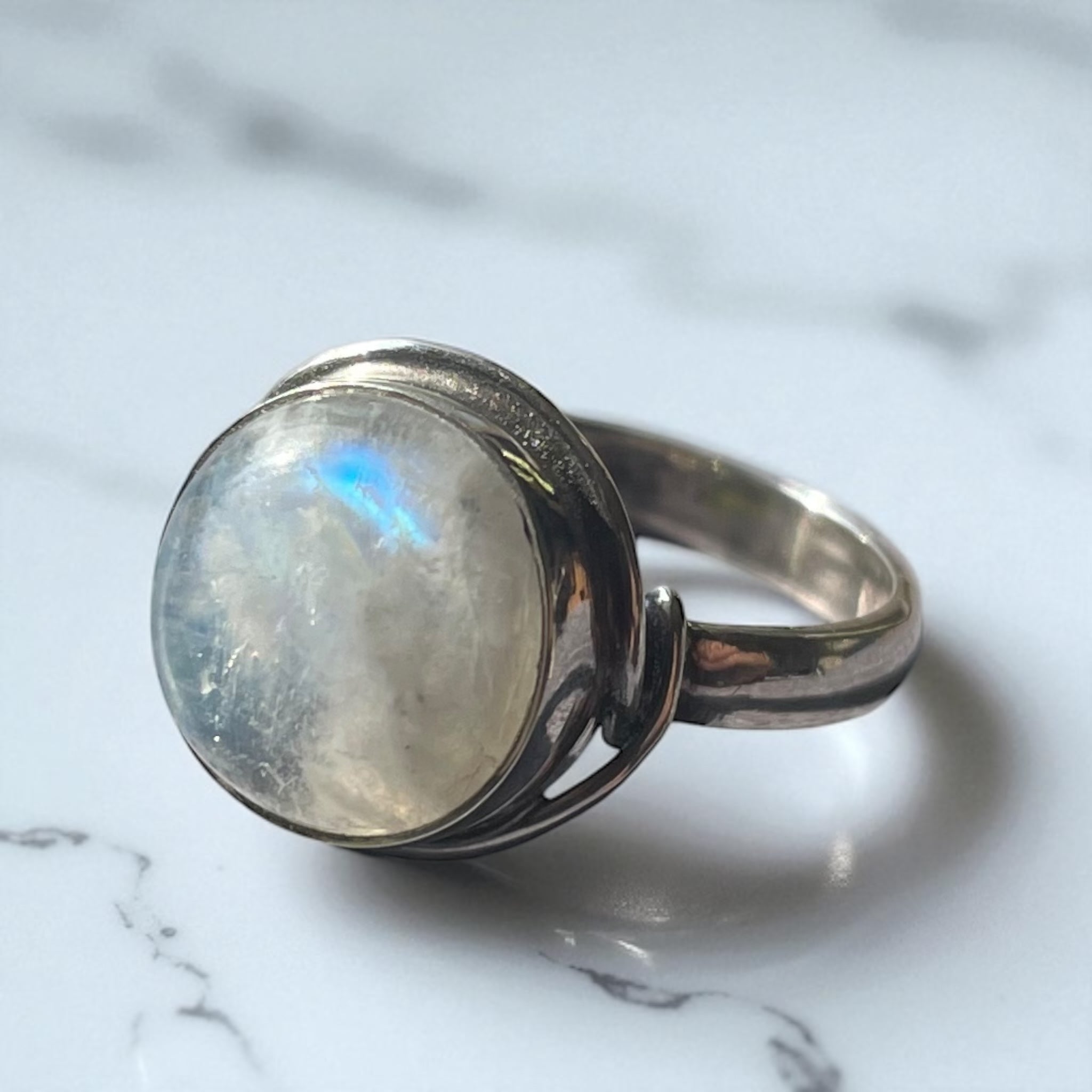 Anillo Piedra luna arcoíris de la India Plata 925 - Isil