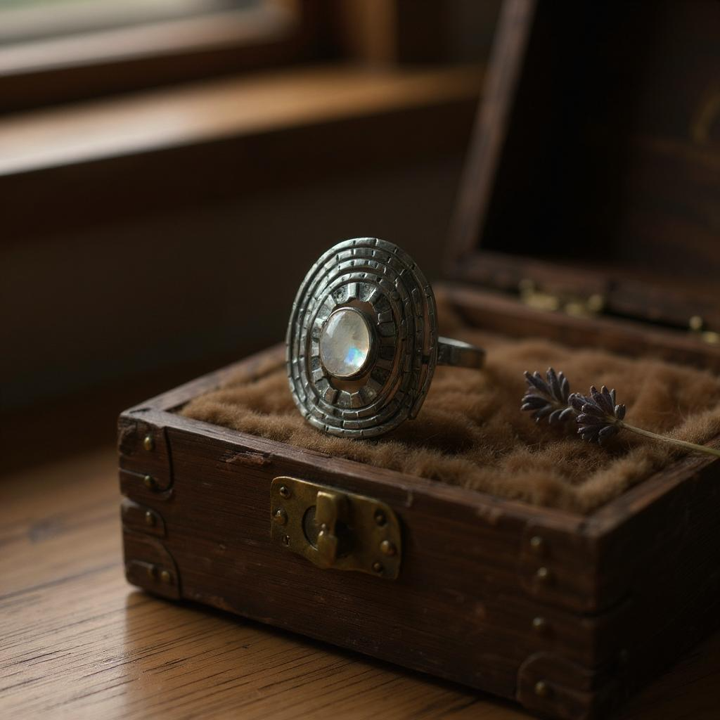 Anillo “Selene” – Plata & Piedra Luna Arcoíris - Joyas Velardi