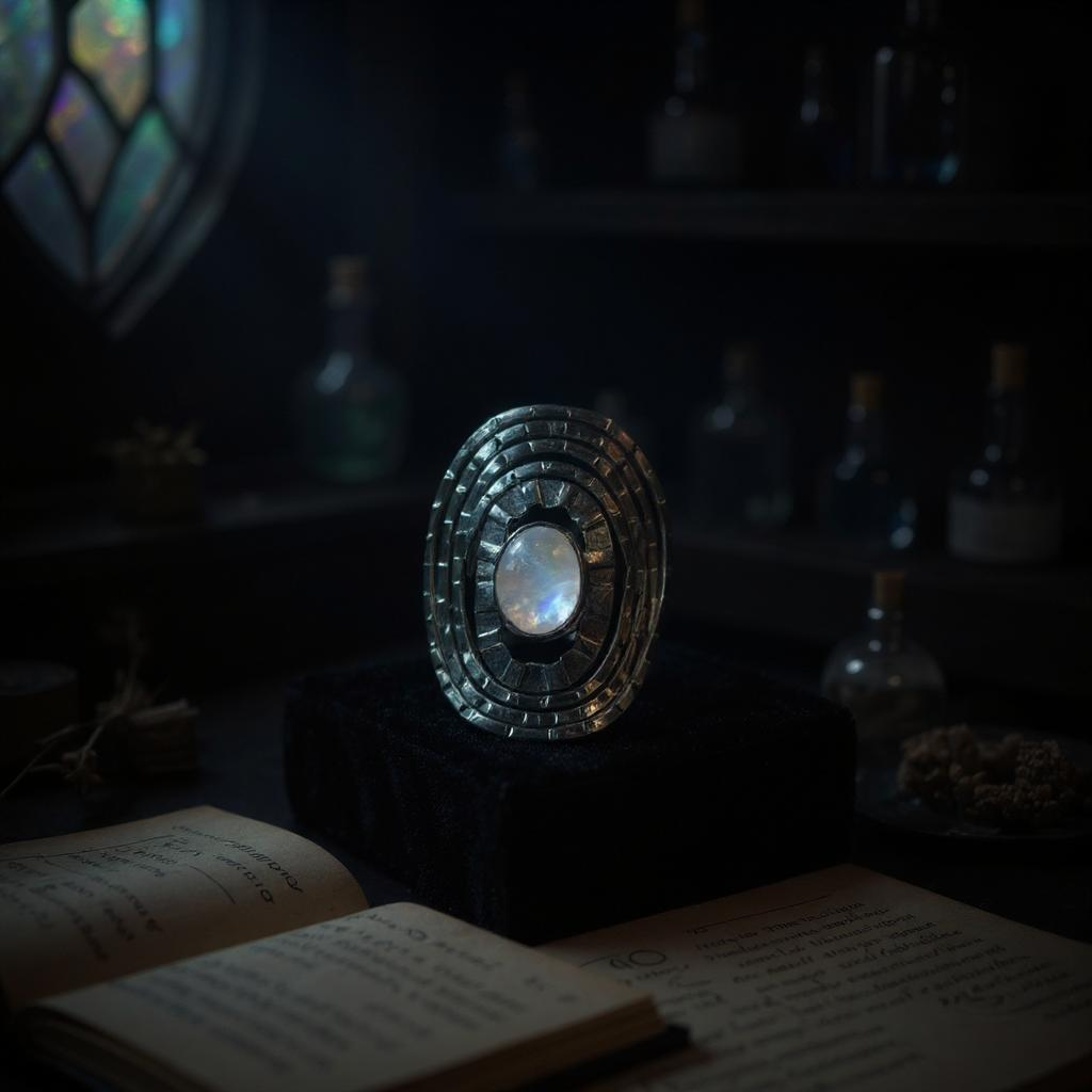 Anillo “Selene” – Plata & Piedra Luna Arcoíris - Joyas Velardi