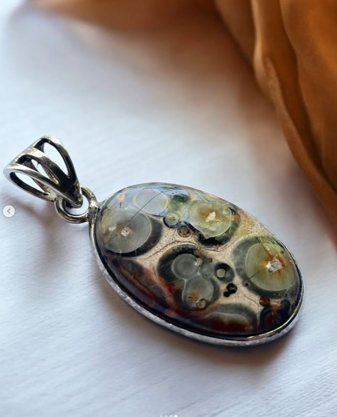 Colgante de Jaspe Piel de Leopardo en Plata 925 - Joyas Velardi