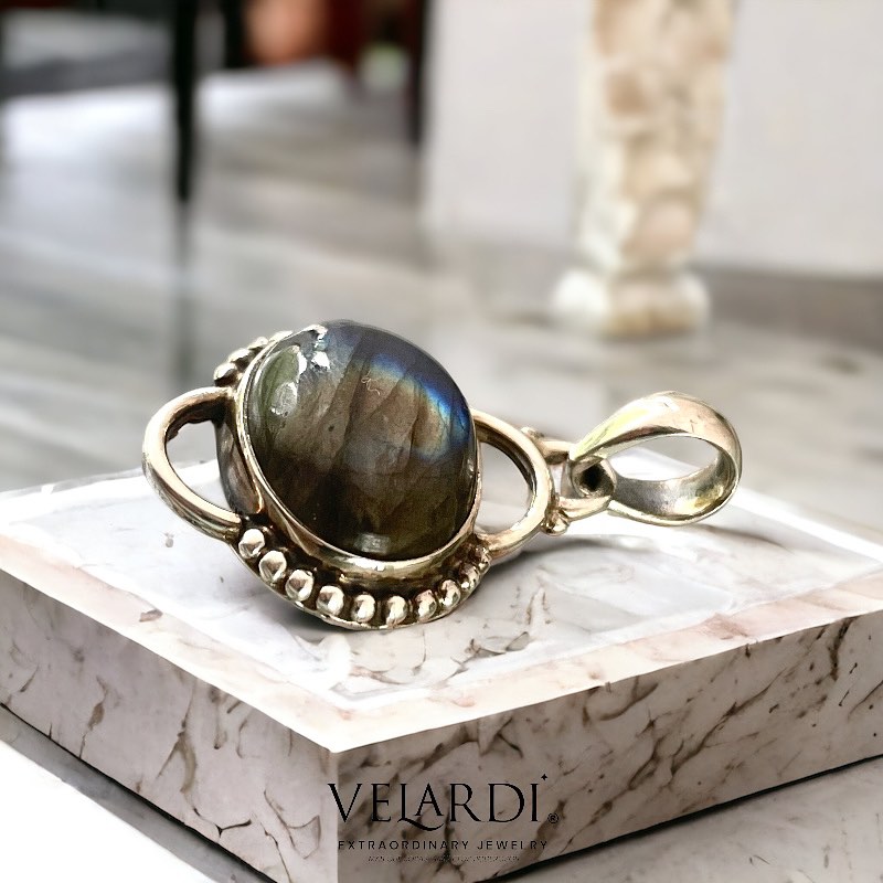 Colgante Labradorita Azul de Madagascar - Joyas Velardi