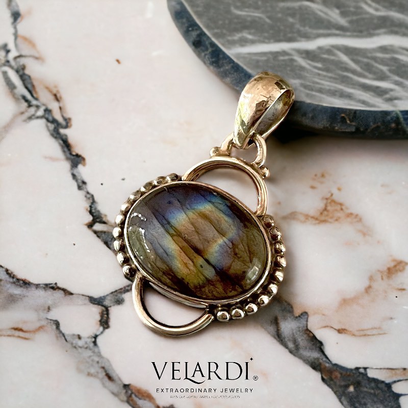Colgante Labradorita Azul de Madagascar - Joyas Velardi