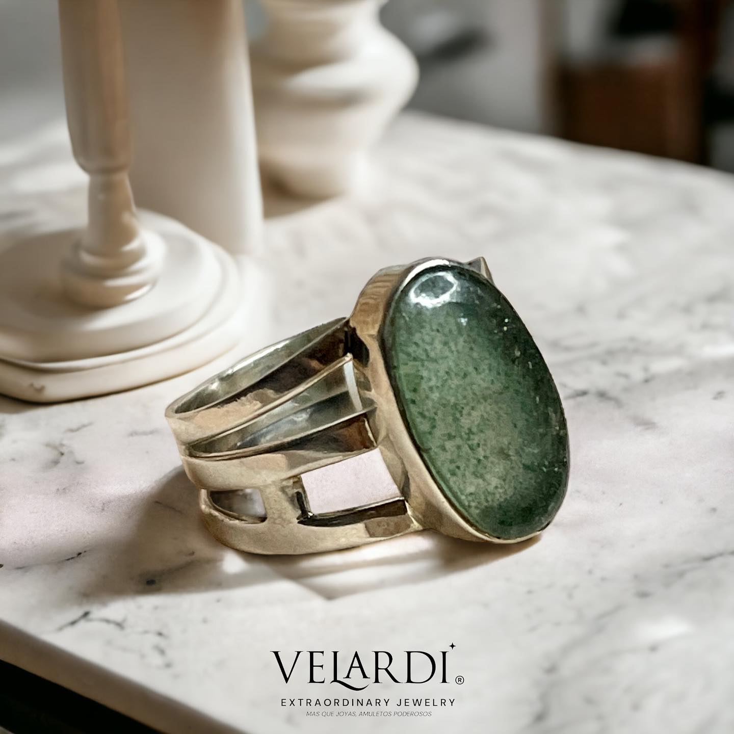 Anillo Hygeia – Aventurina Verde del Himalaya en Plata 925 - Joyas Velardi