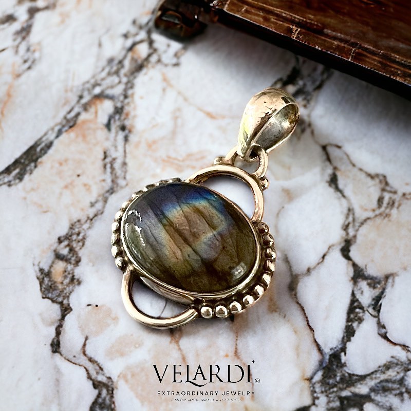 Colgante Labradorita Azul de Madagascar - Joyas Velardi